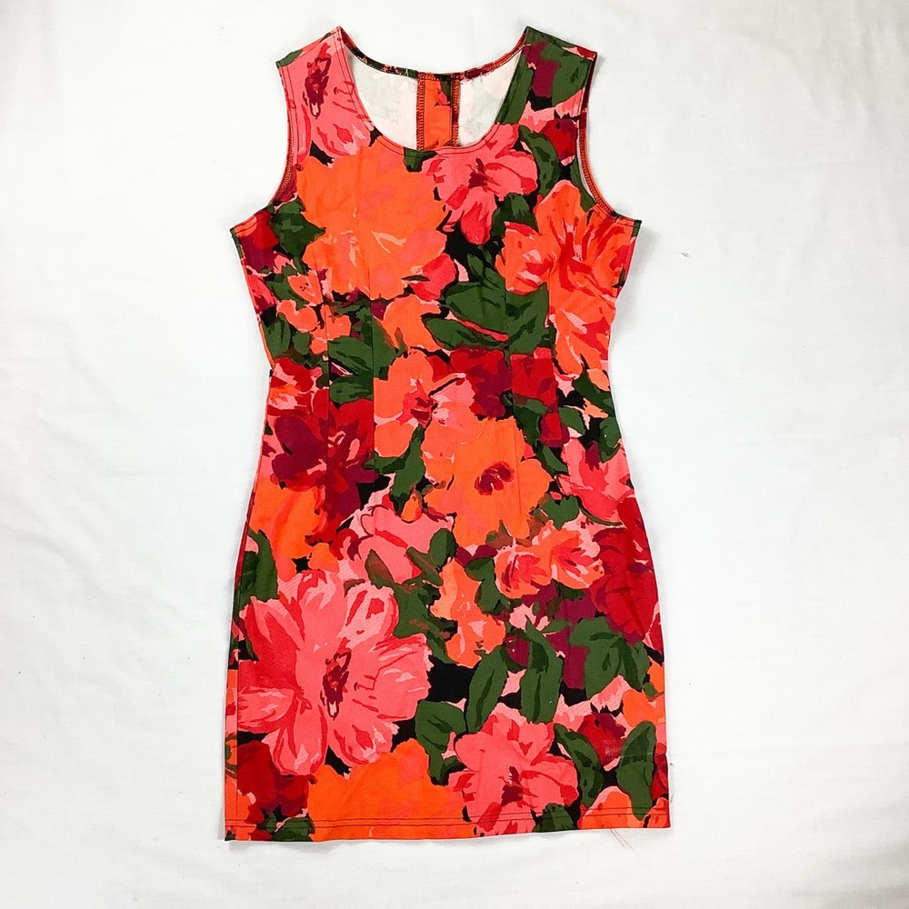 NWT vintage 90s Express bright floral mini sheath dress